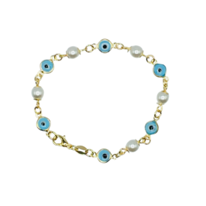 pulsera con perlas y ojos