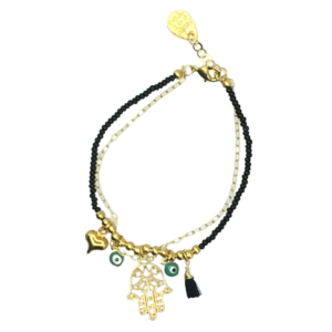 pulsera negra con hamsa