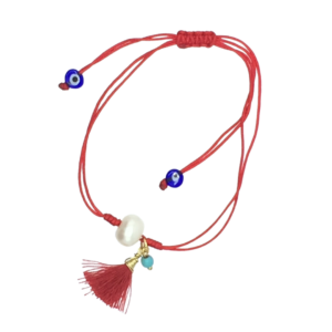 pulsera con perla y borla